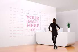 Download Office Reception Desk Logo Mockup Generator Mediamodifier