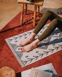 A padded soft carpet will provide cushioning for your body and reduce pressure practicing yoga on the carpet has less traction than a mat which can make your muscles work harder. Yoga Mat Berber Doiy