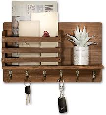 Amazonsmile Triwol Entryway Mail Envelope Organizer Wall Mounted With 6 Key Hooks Rustic Wood Key Mail H Wooden Key Holder Keys Organizer Wall Key Holder Diy