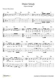 Dusler Sokagi Gitar Nota Tab Gitaregitim Net Notalara Dokulmus Muzik Muzik Teorisi Muzik Notalari