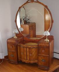 Art Deco Waterfall Vintage Vanity Dresser With Mirror Art Deco Bedroom Furniture Art Deco Furniture Art Deco Bedroom