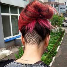 Undercut Hairstyles For Women Geometric Colored And Glitter Designs Colored Designs Geometric Glitt Undercut Hairstyles Hair Styles Shaved Hair Designs