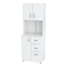 Inval 23 62x15 35x66 14 In Microwave Storage Utility Cabinet In Laricina White Gcm 043 The Home Depot