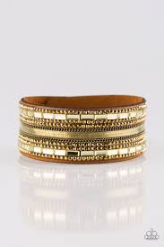 Black And Gold Wrap Bracelet Paparazzi Teasingly Tomboy Brass Wrap Brass Bracelet Snap Bracelets Brass Chain