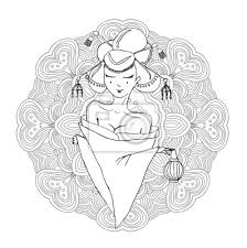 Bild Stilisierte Vektor Illustration Eines Schönen Geisha Mädchen