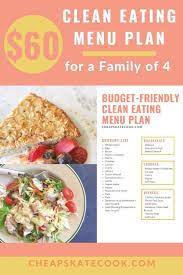 Budget Friendly Clean Eating Menu Plan Printable Easy Cooking Recipes Clean Eating Menu Real Food Recipes