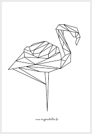Free Printable Geometric Flamingo Geometrique Flamant Rose Telechargement Www Myprintables Fr Dessin Origami Broderie Geometrique Animaux Geometrique