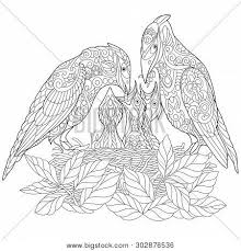 Coloring book little baby raven. Coloring Page Vector Photo Free Trial Bigstock