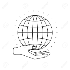 Silhouette Hand Palm Giving A Globe Chart Charity Symbol Vector