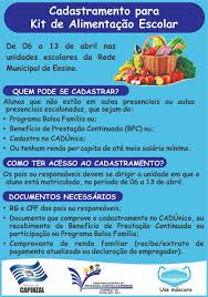Se baixar vai ter que canastrar. Cadastramento Para Recebimento De Kit De Alimentacao Escolar Acontece A Partir Do Dia 06 De Abril Municipio De Capinzal