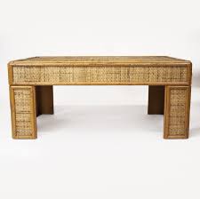 Creating a coastal themed decor with a rattan coffee table. Vintage Bamboo Rattan Coffee Table 1970s 167490