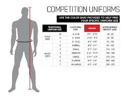 Size Chart Competition Uniforms Century Martial Arts