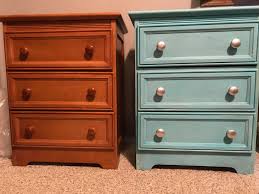 Chalk Painted Nightstands Before And After I Used Waverly Lagoon And White Wax Also By Waverly Painted Night Stands Waverly Chalk Paint Paint Furniture