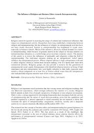 There is a big difference between what you have a right to do and what is right to do. Pdf The Influence Of Religion And Business Ethics Towards Entrepreneurship