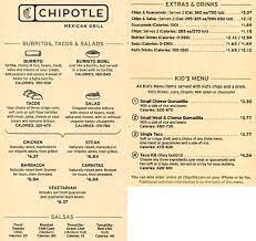 Menu For Chipotle Mexican Grill 1736 N Federal Hwy Chipotle Menu Chipotle Restaurant Menu Design