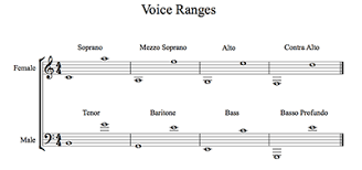 vocal range chart and corresponding voice types in 2019