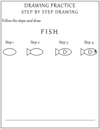 Extend the head from the right side of the body using two curved lines. How To Draw A Fish Step By Step Drawing Worksheets For First Second Grade Art And Craft Worksheets Schoolmykids Com