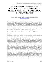 Population density affects the number of vehicles and the level of mobility of residents in the region 4. Pdf Road Traffic Nuisance In Residential And Commercial Areas In Malaysia A Case Study In Pinang Island