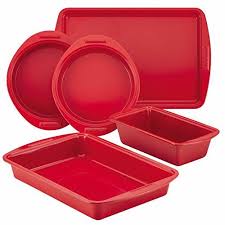 Silverstone Hybrid Ceramic Nonstick Bakeware Steel Baking Pan Set 5piece Chili Red Check Out The Im Ceramic Bakeware Set Nonstick Bakeware Ceramic Bakeware