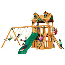 Gorilla Playsets Malibu Clubhouse Residential Wood Playset Lowes Com Wood Swing Sets Wooden Swing Set Wooden Playset