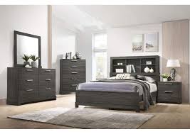 The safavieh home collection tufted grey velvet and rustic oak headboard combines premium. Lantha Gray Oak Queen Bed Furniture Corner Ca