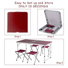 Aluminum Folding Camping Table With 4 Chairs Camping Table Folding Camping Table Outdoor Picnic Tables