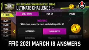 Free fire world series is the first global event of 2021's competitive season organized by garena. Free Fire India Championship 2021 March 18 All Questions And Answers