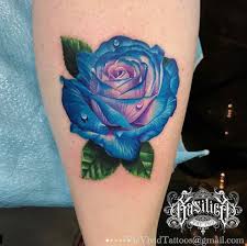 Dew Drops Rose Tattoo The Drops Of Dew On This Rose Tattoo Make It Look So Realistic The Colors Blue Rose Tattoos Colorful Rose Tattoos Purple Rose Tattoos