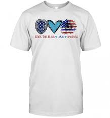 Discover back the blue | blc maglietta, a custom product made just for you by teespring. Back The Blue Police Love Heart Sunflower American Flag Veteran Independence Day T Shirt Trend T Shirt Store Online