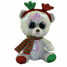 Ty Christmas Flippables Sequin 9 Medium Mistletoe Bear Beanie Baby Plush Mwmts 8421367894 Ebay Baby Plush Toys Beanie Boo Birthdays Baby Plush