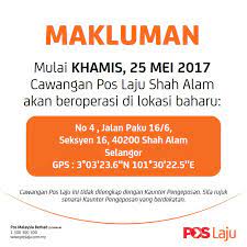C / o pejabat pos besar shah alam persiaran dato 'menteri, 40670 shah alam, selangor tel: Pos Malaysia Berhad Sur Twitter Pengumuman Cawangan Pos Laju Shah Alam Telah Berpindah Ke Lokasi Yang Baru