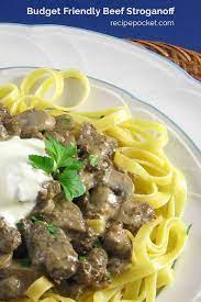 Easy Beef Stroganoff With Stew Meat A Great Budget Friendly Family Dinner Idea Recipe Stew Meat Recipes Stove Top Beef Chunks Recipes Beef Stroganoff Easy