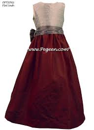 Burgundy Pewter And Silver Junior Bridesmaids Dresses Style 388 By Pegeen Grey Flower Girl Dress Junior Bridesmaid Dresses Bridesmaid Dress Styles
