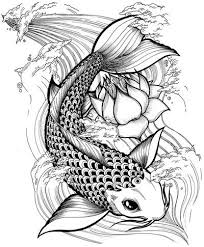 Black koi fish tattoo designs. Black Ink Koi Fish With Lotus Tattoo Design