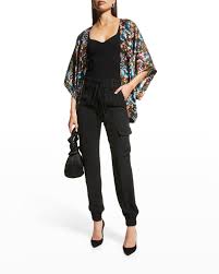 Alice + Olivia Tracy Reversible Crop Kimono In Santa Monica Off