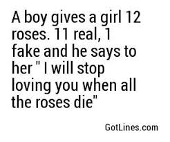 Happy Birthday Pick Up Lines For Her A Boy Gives A Girl 12 Roses 11 Real 1 Fake And He Says To Her I Wi Pick Up Lines Cheesy Romantic Pick Up Lines Pick Up Lines