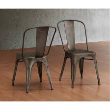 Belleze Set Of 4 Trattoria Modern Dining Chair Heavy Duty Metal Stackable Chairs W High Backrest Antique Black Steel Dining Chairs Side Chairs Dining Chairs