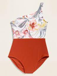 One Shoulder Print Color Block One Piece Swimsuit For Women One Piece Swimsuit For Teens One Shoulder Swimsuit Swimsuits For Teens