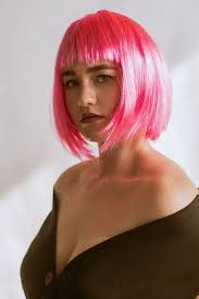 Woman with pink bob stock image. Image of artwork, beautiful