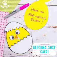 We love that it only requires a few supplies to turn it into a cute easter chick. Hatching Chick Easter Card Craft Kids Craft Room