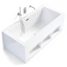 Baignoire îlot oviedo, en solid surface. Baignoire Ilot Rectangulaire Avec 3 Niches 150 160 Ou 170 Cm Bibilo