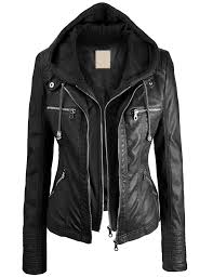 Lock And Love Women S Removable Hoodie Motorcyle Jacket Xs Black Leather Jacket Motorcyle Jacket Fashion