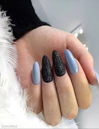 Black And Light Blue Nail Designs Latest Styles Of Baby Blue Nails With Black Design For 2018 Baby Blue Nails Blue Nails Black And Blue Nails