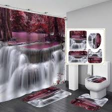 Alibaba.com offers 3,152 bathroom shower curtain sets products. Airyclub Forest Waterfall Bathroom Shower Curtain Waterproof Bath Curtain Sets Toilet Seat Cover Mat Non Slip Bathroom Rug Bathroom Decor