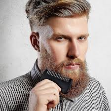 14 tenner bart kam med skinnveske lomme størrelse tre skjegg grooming kit  med fine og grove dual action tenner fungerer