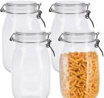 Amazon.com: Lawei 4 Pack Plastic Mason Jars with Hinged Lids - 55 Oz  Airtight Storage Canister Wide Mouth Kitchen Food Storage Jar for Sugar,  Flour, ...