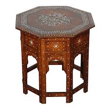 Anglo Indian Folding Rosewood Ivory Inlaid Octagonal Side Table Octagonal Side Table Side Table Antique Table