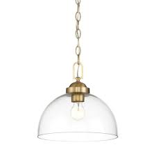 Designers Fountain Knoll 1 Light Brushed Gold Down Pendant 95932 Bg The Home Depot Gold Pendant Lighting Pendant Light Clear Pendant Light