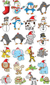 Cartoon Christmas Animals Vector Christmas Animals Christmas Cartoons Christmas Drawing