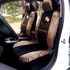 10 Pcs Assento De Carro Universal Abrange Leopard Universal Dos Desenhos Animados Ola Kitty Car Seat Covers Hello Kitty Car Car Seats Car Interior Accessories